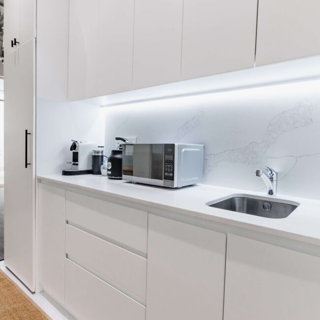The kitchen at the Space Case offices
