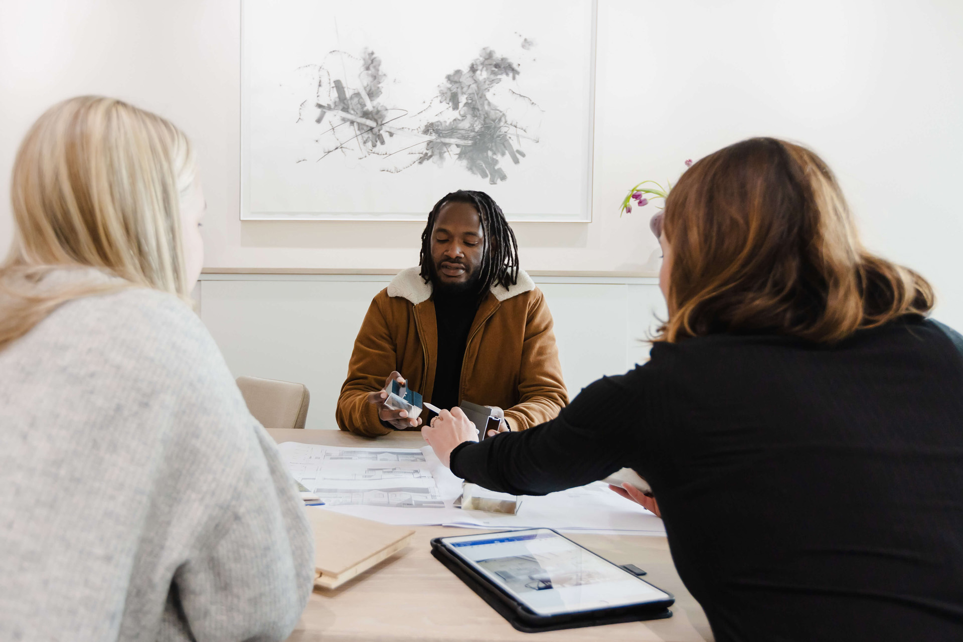 Working together in the office at Space Case in Church Street